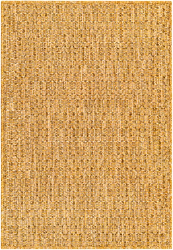 Unique Loom Collection Casual Transitional Solid Heathered Indoor/Outdoor Flatweave Area Rug (2' 2" x 3' 1" Rectangle, Corn Harvest Yellow)