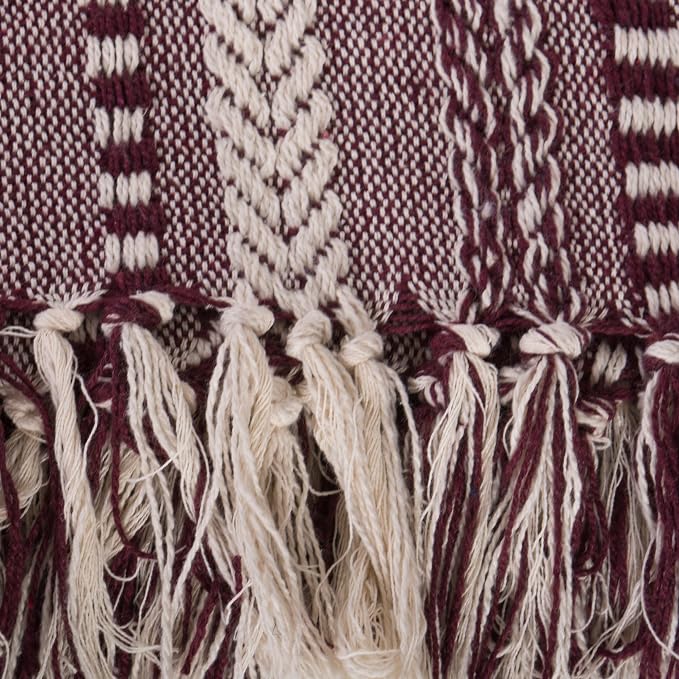 DII Braided Striped Decorative Throw Blanket, 50x60, BlackBerry