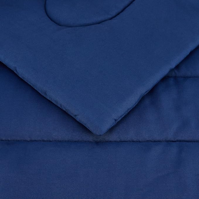 Amazon Basics 2-Piece Soft Microfiber Kid's Comforter and Pillow Sham Set, Twin, Navy, Solid