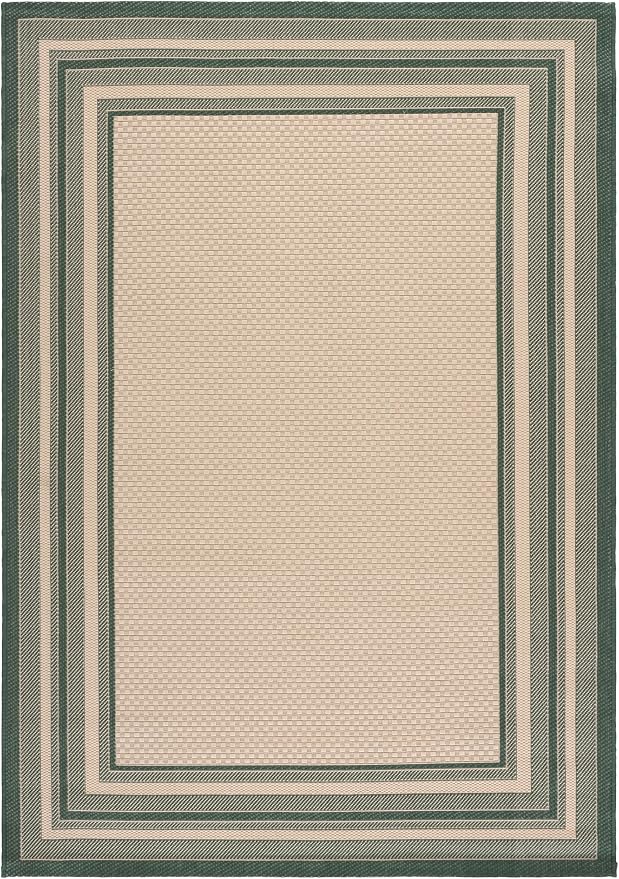 SAFAVIEH Courtyard Outdoor Rug 6x8, Beige & Dark Green CY8475-32212