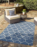 Unique Loom Outdoor Trellis Collection Area Rug (10' x 14' 1" Rectangle, Navy Blue/ Ivory)