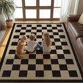 Washable Checkered Easy Jute Rug, 3x5 Black Checkerboard Boho Geometric Outdoor Indoor Patio Small Rugs, Low Pile Lightweight Non Slip Neutral Carpet Door Mat for Bedroom Entryway Front Door Farmhouse