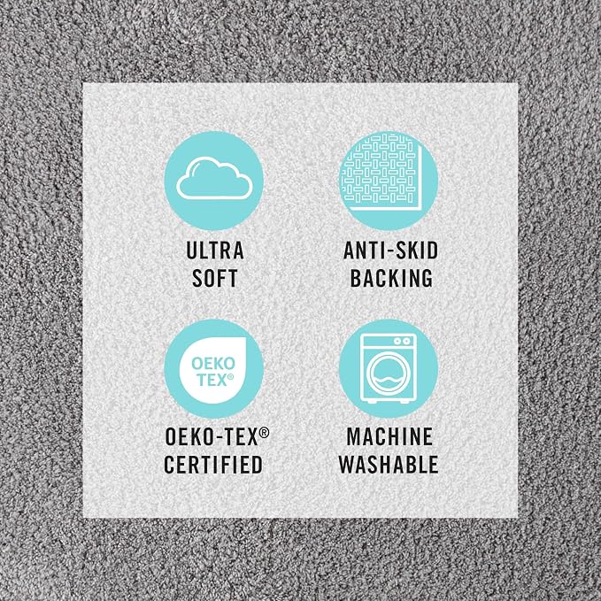 MARTHA STEWART Drylon Microfiber Bath Rug - 1 Piece, Ultra Soft Plush, Non-Slip, Thick, Washable Bathroom Rugs, Home Decor Accessories, Household Essentials, Small Bath Mat, 17" x 24", Dark Gray