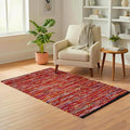 Ramanta Home Cotton Chindi Hand Woven Rug - 3x5 ft Multi Color, Reversible Area Rugs for Living Room, Kitchen, Bedroom, Biodegradable Bohemian Throw Carpet for Hpme & Office Patio - 36x60 Inches