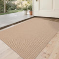 Non-Slip Jute Rug for Entryway: 2x3 Outdoor Mat - Beige Stripes | Safe Walking for Family All Day and Help with Cutting Slip Falls by 70%