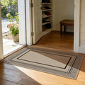 Capslpad 2x3 Faux Jute Indoor Mat,Washable Front Door Geometry Line Mat,Farmhouse Non-Slip Indoor Door Mat, Stain Resistant Low Pile Entryway Rug for Entryway, Kitchen, Bedroom, Laundry, Black