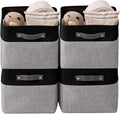 DECOMOMO Storage Bins, Large Fabric Storage Baskets for Shelves 4 Pack | 15 x 11 x 9.5 inches Decorative Linen Closet Organizers (Grey & Black)