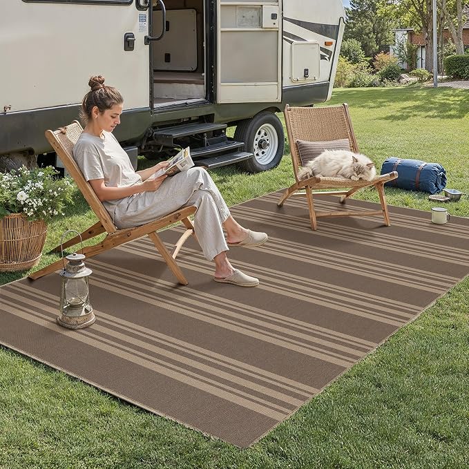 PureCozy Striped Easy Jute Rug 3x5 Nature Entryway Carpet Washable Non Slip Office Door Mat Farmhouse Neutral Non Shedding Small Indoor Outdoor Rug for Bathroom Kitchen Bedroom Living Room