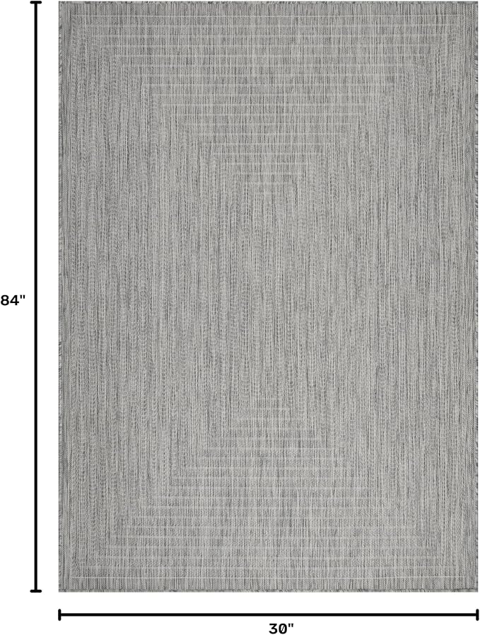 Adiva Rugs Outdoor Indoor Area Rug, Weather Resistant, Easy to Clean, Stain Resistant Floor Mat for Dining Room, Backyard, Deck, Patio (Silver Weiss, 2'6" x 7')