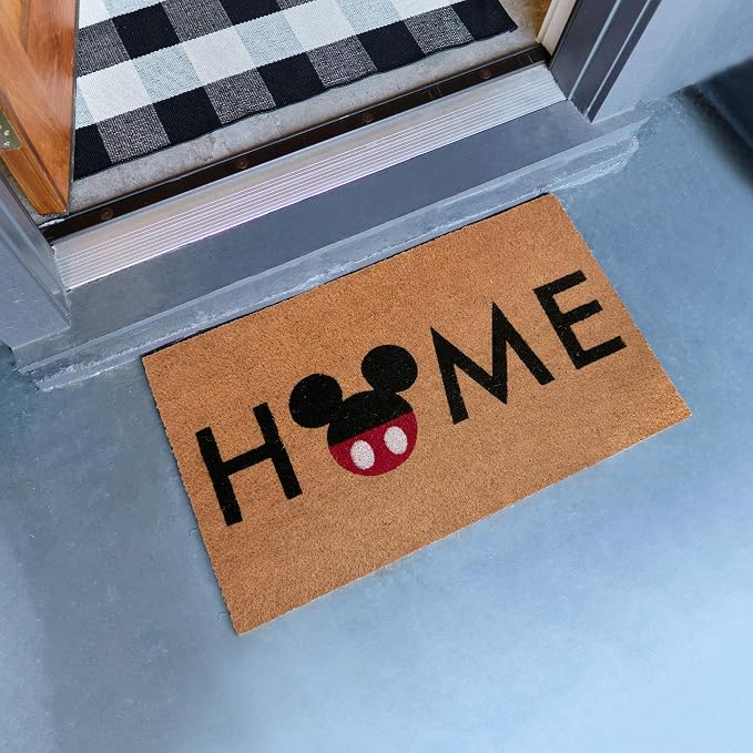 Gertmenian Disney Mickey Mouse Coir Doormat - 2x3 Welcome Mat (2-Pack), Ideal for High Traffic Areas in Front Door, Garage, Entryway - Retro Mickey Home/Welcome, Multi, 47319