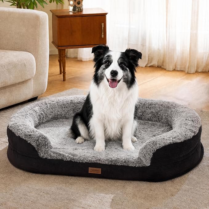 FUKUMARU Large Thickened Dog Couch Bed, Orthopedic, Waterproof & Washable | Heavy Duty Dog Sofa with 4" Extra-Thick Egg-Crate Foam, Relieves Joint Pressure, Fully Removable, Fits Medium to Large Dogs