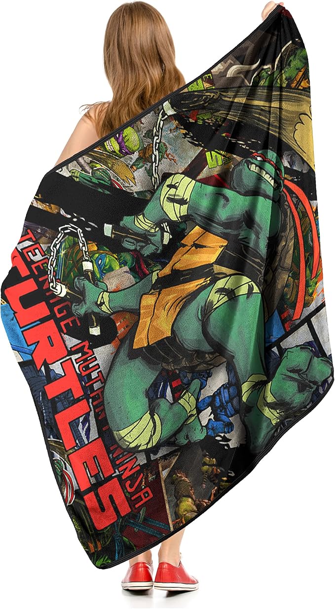 Northwest Teenage Mutant Ninja Turtles Micro Raschel Throw Blanket, 46" x 60", Flyin Mikey