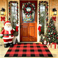 SEEKSEE Buffalo Plaid Outdoor Rug 27.5x43 Red and Black Front Door Mat, Layering Rug for Porch, Christmas Doormat, Front Porch Rug for Outdoor Entrance Entryway Patio Porch Winter Holiday Decor