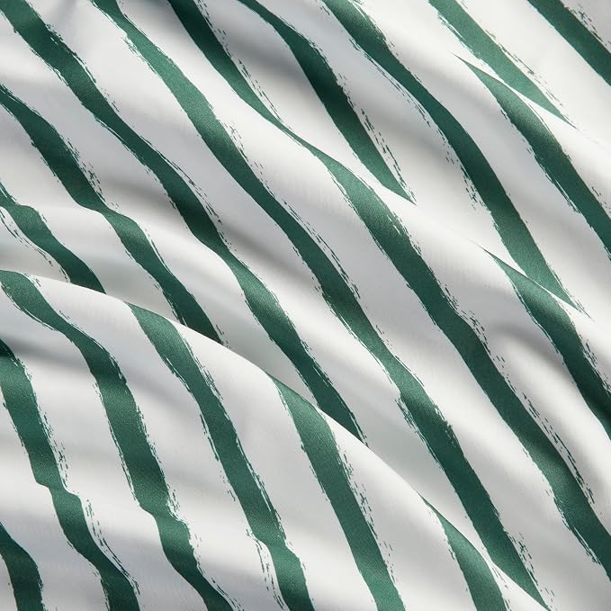 Amazon Basics Microfiber Kids' Sheet Set with Pillowcase, 4-Piece, Full, Green Stripes