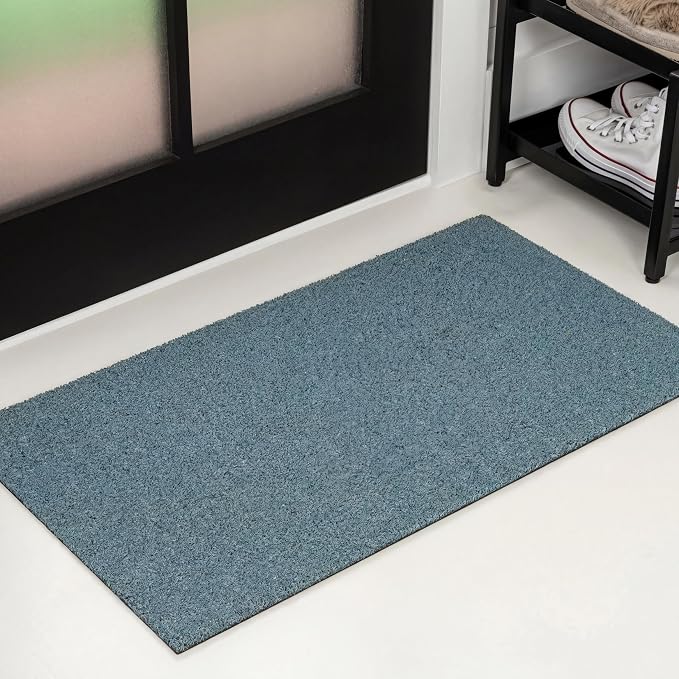 JONATHAN Y Peater Classic Casual Commercial Natural Coir Coastal Blue 2 ft. x 3 ft. Doormat for Entrance, Front Door, Entryway CHG100D-23