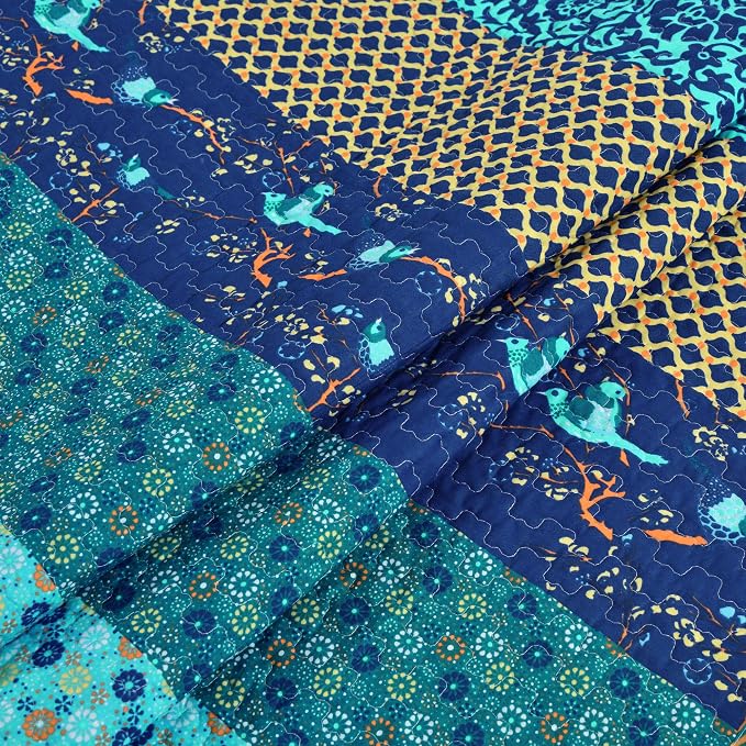 Lush Decor Royal Empire Reversible Cotton Throw Blanket, 50" W x 60" L, Peacock - Throw Blankets for Bed - Couch Blanket - Boho_Throw_Blanket for Couch (Pack of 8)