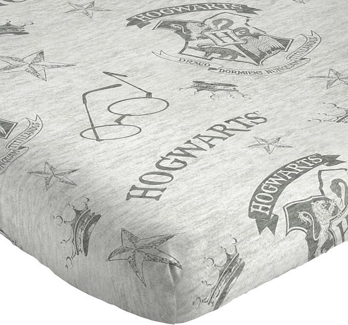 Jay Franco Kids Sheet Set with Fitted, Flat Sheets & Pillow Cover - Ultra-Soft Bedding with Pillowcase for Room Decor, Gray - Harry Potter, 4 Piece Full