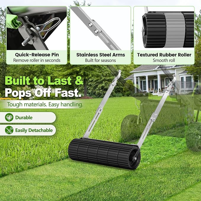 Lawn Striping Kit for 21" Walk-Behind Mowers, No-Sand Grass Striper Roller | No Sand Filling Required • Compatible with EGO LM2100, Toro Recycler & Honda HRX217 • Quick-Release • Works With Bagger