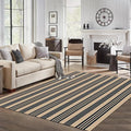 IOHOUZE Black and Tan Striped Rug 5'x7' Indoor Outdoor Rug, Washable Area Rug for Living Room, Large Patio Rug, Cotton Striped Rugs for Patio Living Room Bedroom