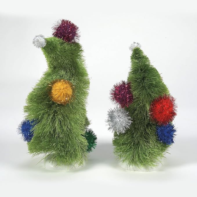 Department 56 Dr. Seuss the Grinch Village Accessories Wonky Christmas Trees Figurine Set, 6 and 8.25 Inches, Multicolor