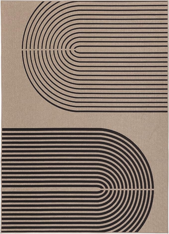 GarveeHome Modern Rainbow Easy Jute 4x6 Area Rug, Indoor/Outdoor Reversible Low Pile, Non-Slip & Washable Carpet for Living Room, Bedroom, Kitchen, Sunroom