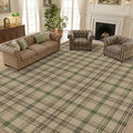 Washable Easy Jute Living Room Rug - Aesthetic Bedroom Rug Under Bed, Outdoor Rug 9x12 for Patio, Large Farmhouse Indoor Outdoor Carpet, Contemporary Non Slip Sage Plaid Decor for Dining Room