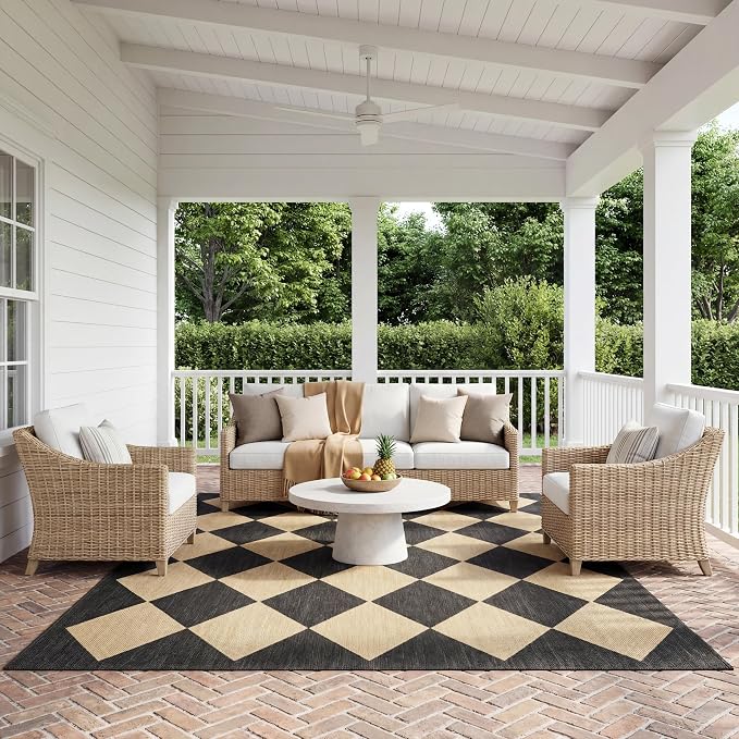 Nuloom Outdoor Performance Collection Sabina Dark Grey/Ivory, 2' x 3', Soft, High Traffic, Stain Resistant, Easy Clean, Durable Area Rug for Indoor/Outdoor Patio, Deck, Porch, Garden, Courtyard