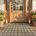 Washable Door Mat Indoor Entrance - Large Entryway Rug 2'3" x 3'7" (27.5" x 43"), Non Slip Sage Plaid Decor for Kitchen, Bathroom, Easy Jute Layering Rug for Front Porch