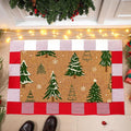 Moucuny 2 Pcs Christmas Coir Doormat Outdoor, Non Slip | Christmas Tree Welcome Coir Door Outdoor Red White Plaid Rug Front Door Porch Entryway Decor, 24'' x 35'', 16'' x 28''