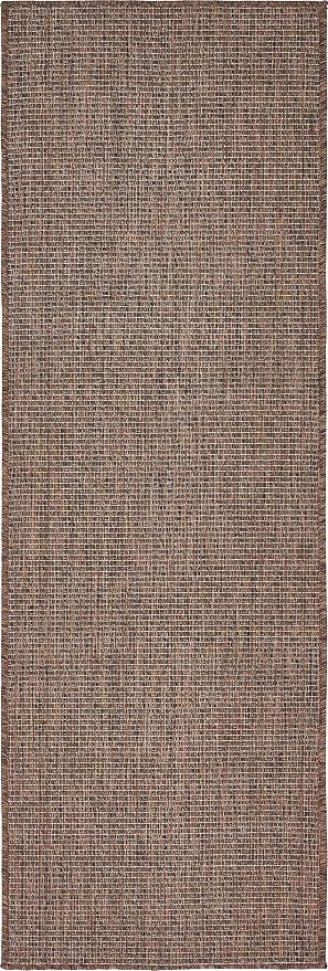 Unique Loom Collection Casual Transitional Solid Heathered Indoor/Outdoor Flatweave Area Rug (2' x 6' 1" Runner, Light Brown/Ivory)