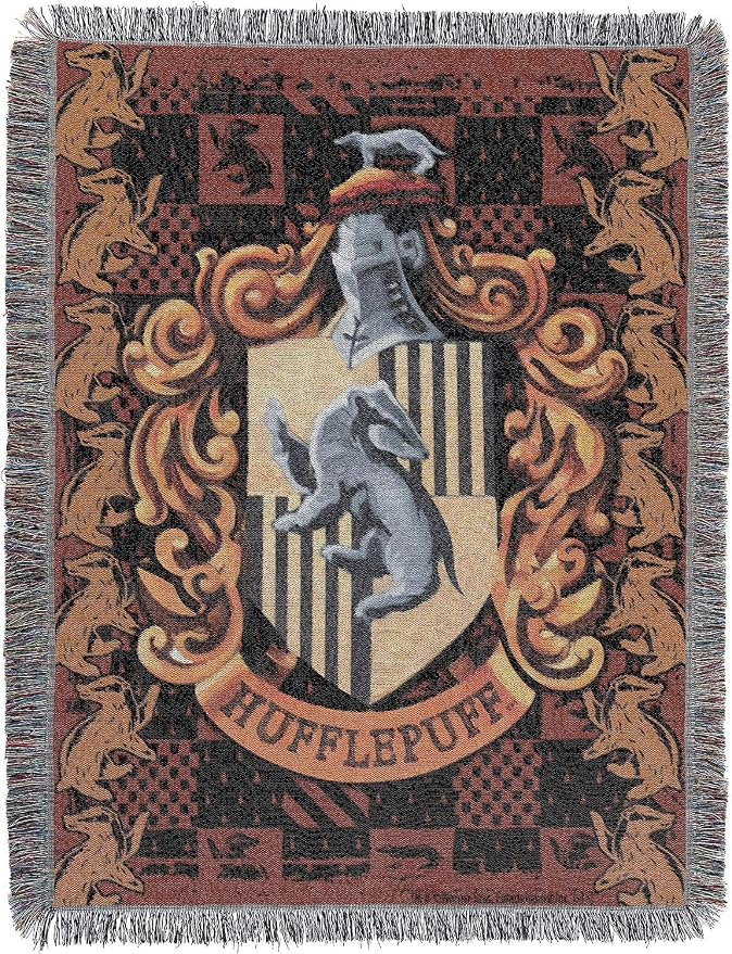 Northwest Harry Potter Woven Tapestry Throw Blanket, Designer Home Décor, Modern, Unique Gift, 48" x 60", Hufflepuff Crest
