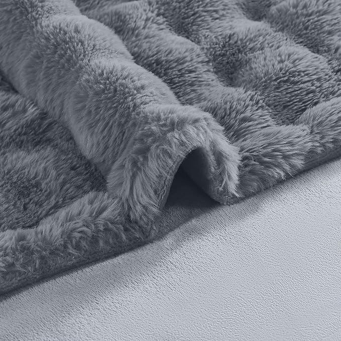 Modern Threads Water-Resistant Faux Rabbit Fur Pet Blanket for Dogs & Cats – Ultra-Soft Couch, Bed & Crate Protector, 50x60 Dark Grey