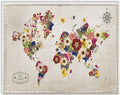 Stupell Home Décor Floral World Map Graphic Art Wall Plaque, 10 x 0.5 x 15, Proudly Made in USA