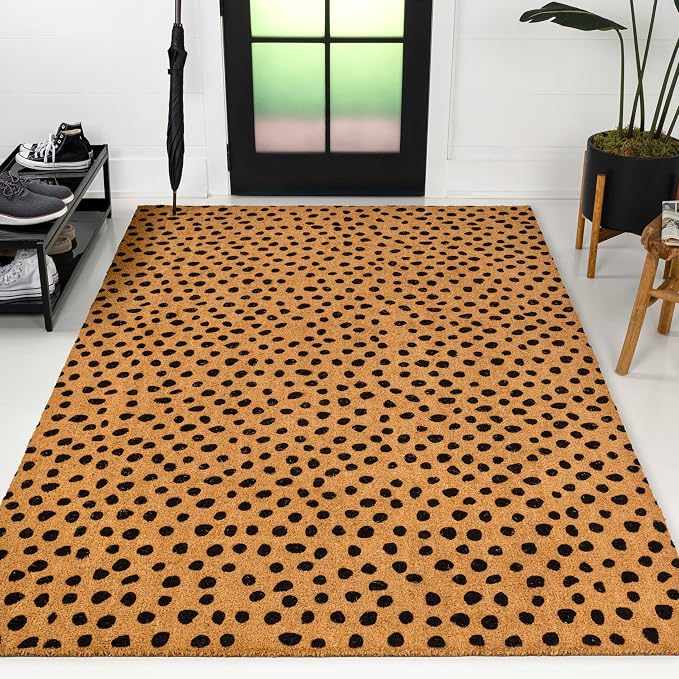 JONATHAN Y Animal-Spot Coir Indoor Outdoor Doormat 5X8 Natural/Black, Daphne Modern Classic for Living Room, Bedroom, Kitchen, Office, Easy-Cleaning, High Traffic, Pet-Friendly, Non-Shedding NRF106A-5