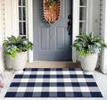 Buffalo Plaid Rug 27.5"x43" Blue White Fall Front Porch Rug Cotton Woven Washable Indoor Outdoor Rugs for Welcome Door Mat Entryway Dining Room Bedroom Living Room