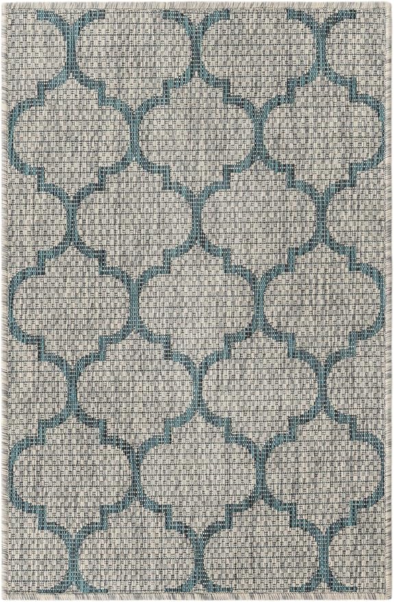 Unique Loom Outdoor Trellis Collection Area Rug (2' x 3' 1" Rectangle, Gray/ Ivory)