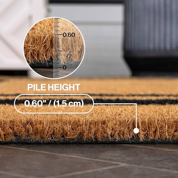 JONATHAN Y Natural Coir Indoor/Outdoor Mat 2X3 Natural/Black Border, Peater Classic Casual Commerical Doormat Ideal for Door Entrance, Patio, Porch, Backyard, Garages, Easy to Clean NRF107A-23