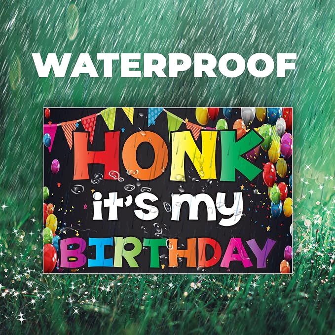 VictoryStore Colorful Birthday Bundle: Giant Balloon Letters Greeting Card & Honk It's My Birthday Yard Sign Set