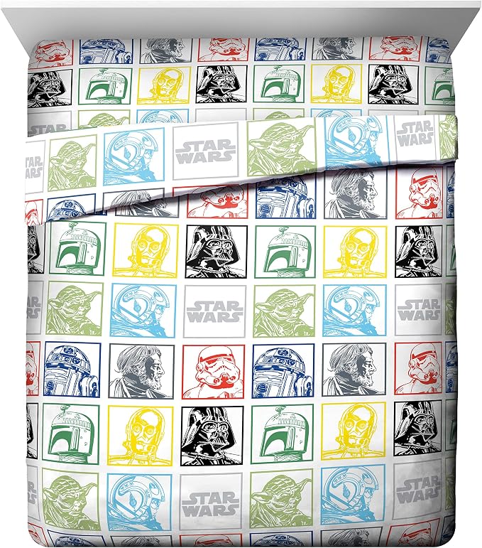Star Wars Queen Comforter Set 5 Piece Soft Bedding for Boys, Multi | Darth Vader, Bed in a Bag, Comforter Sheets Pillowcases, Official Product, Soft Microfiber, Machine Washable, Boys Gift