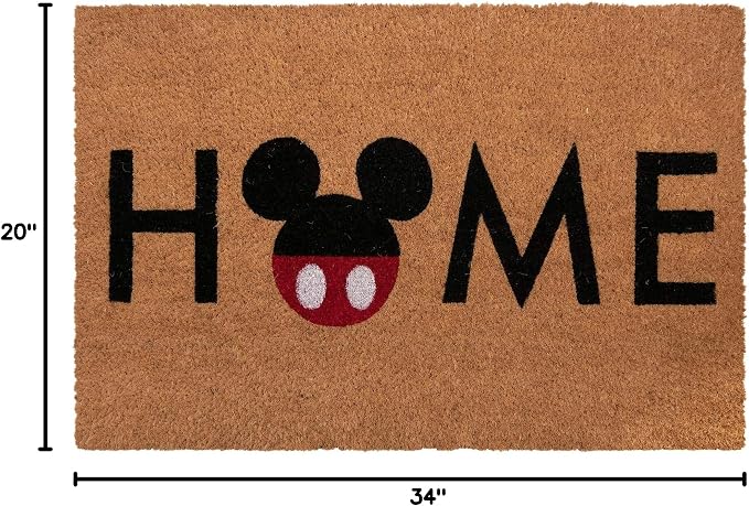 Gertmenian Disney Mickey Mouse Coir Doormat - 2x3 Welcome Mat (2-Pack), Ideal for High Traffic Areas in Front Door, Garage, Entryway - Retro Mickey Home/Welcome, Multi, 47319