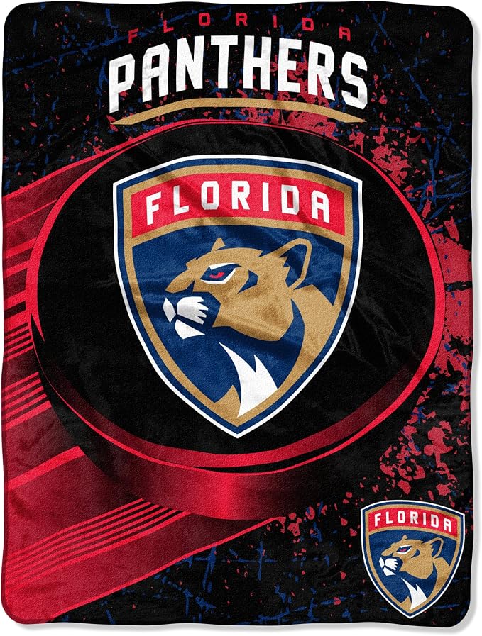 Northwest Officially Licensed NHL Florida Panthers Ice Dash Micro Raschel Throw Blanket, 46" x 60", Multi Color