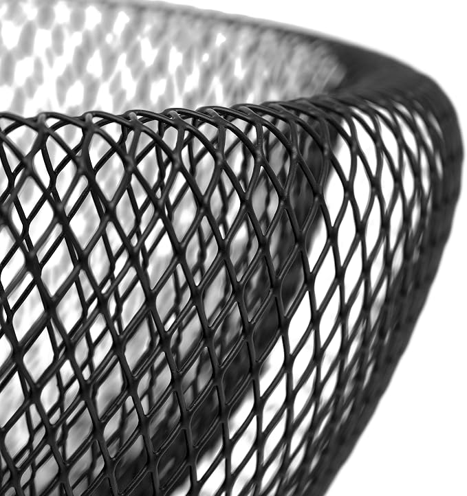 Torre & Tagus 9 Inch Black Double Wall Wire Mesh Metal Decorative Bowl, Modern Fruit Bowl Basket for Kitchen Island, Dining Room Table, Entryway Console, Great Room Accent Table, Home Office Decor