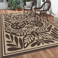 GENIMO Outdoor Rug, Waterproof Plastic Rugs for Patio, 6'x9' Latte Beige | Outside Larger Leaf Carpet Mat for Porch Decor, Deck, Balcony, Camping, RV, Backyard, Picnic, Beach, Reversible, Foldable