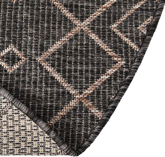 Unique Loom Outdoor Trellis Collection Area Rug - Tribal Trellis (3' 3" x 5' 3" Oval, Charcoal Gray/ Natural)