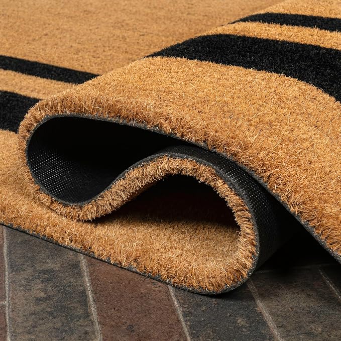 JONATHAN Y Natural Coir Indoor/Outdoor Mat 2X3 Natural/Black Border, Peater Classic Casual Commerical Doormat Ideal for Door Entrance, Patio, Porch, Backyard, Garages, Easy to Clean NRF107A-23