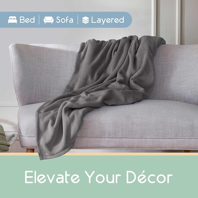 King Size Microfleece Blanket | All-Season Comfort | Supersoft Lightweight Throw Blanket | Plush Throw for Bed, Couch or Sofa | Travel and Pet-Friendly