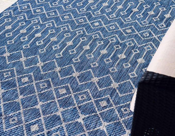 Unique Loom Outdoor Trellis Collection Area Rug - Tribal Trellis (8' x 10' Rectangle, Blue/ Ivory)