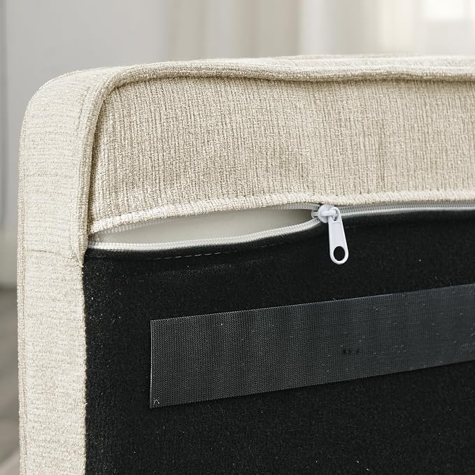 38.9" Upholstery Elevated Dog Sofa with Button‑Tufted Backrest & Rolled Armrests, Pet Couch Bed with Removable Soft Cushion, Comfy Modern Deep Seat Raised Dog Bed for Living Room, Bedroom, Beige