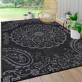 Pauwer Outdoor Rug 6x9, Waterproof Plastic Camping Rug, Boho Black Grey | Reversible Patio Rug, UV Resistant Indoor Outdoor RV Mat Carpet For Deck, Camper, Porch, Balcony, Backyard, Picnic, Foldable
