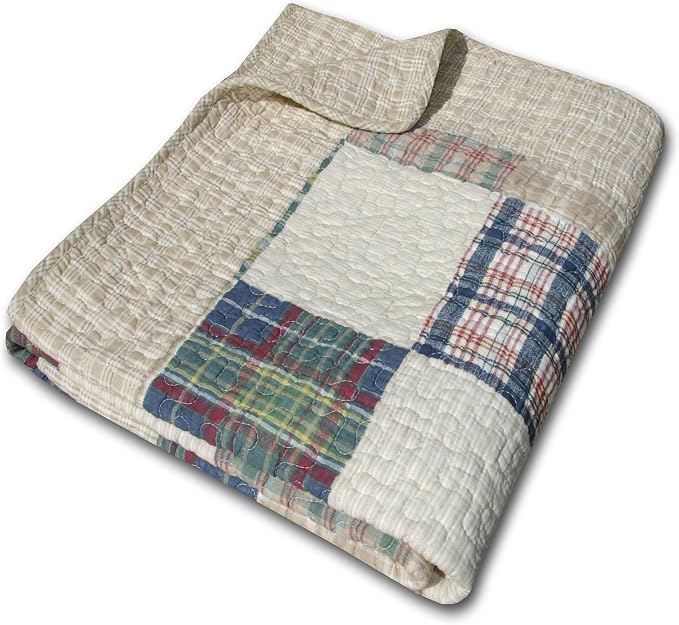 Greenland Home Oxford 100% Cotton Throw Blanket, Tan 50 x 60 in
